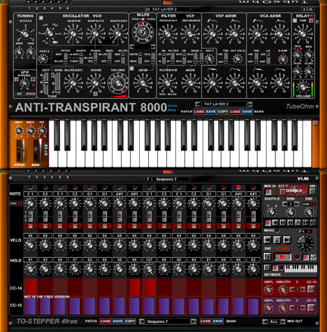 Anti-Transpirant + Stepper 16 AT - free Analog synth + step sequencer plugin