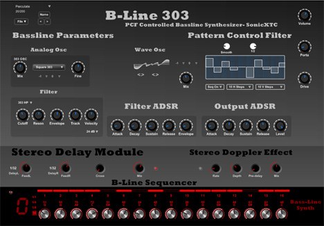 B-Line 303 - free Monophonic bassline synth plugin