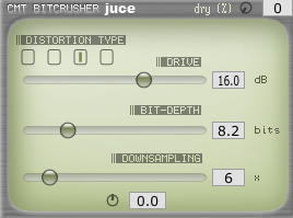 CMT-BitCrusher - free Dit depth reduction / distortion plugin