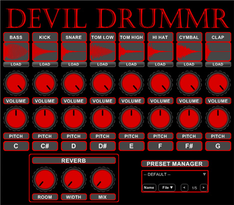 DEVIL DRUMMR - free Drum kit sampler plugin