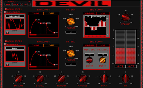 DEVIL - free 2 x 40 waveshapes synth plugin
