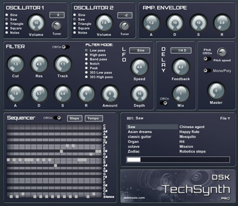 TechSynth PRO - free Step sequencer synthesiser plugin