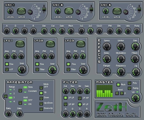 ZetH - free 3 osc analog synth plugin