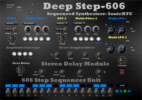 Deep Step-606 - free Vintage step sequencer synth plugin