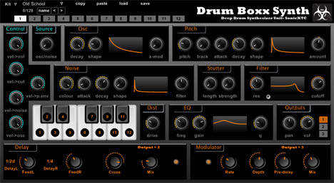 Drum Boxx Synth - free 12 voice drum synth plugin