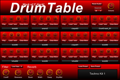 DrumTable - free Drum kit sampler plugin