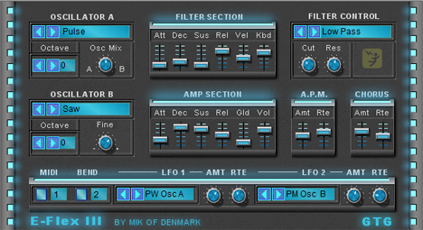 E-Flex III - free 2 osc analog synth plugin