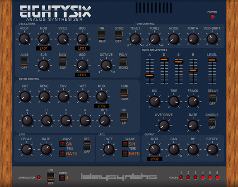 Eightysix - free Analog synthesizer plugin