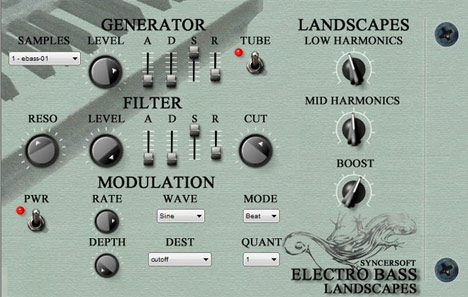 Electro Bass Landscapes - free Electro bass generator plugin