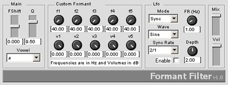 Formant Filter - free 5 band-pass filters plugin