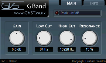 GBand - free Band-pass filter plugin