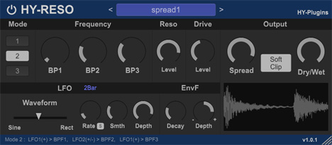 HY-Reso - free Parallel bandpass filters plugin