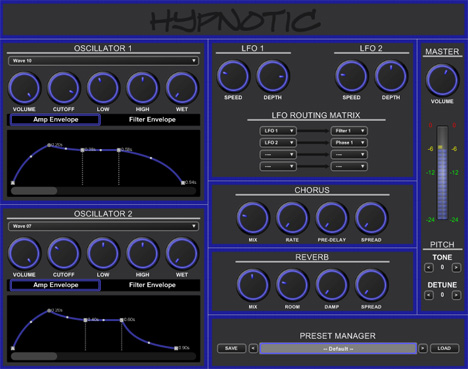 Hypnotic - free 2 multi wave osc synth plugin