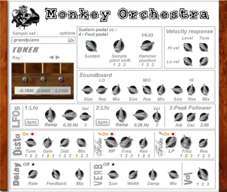 Monkey Orchestra - free Piano string modelled synth plugin