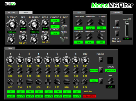 MonoFilters - free 8 step sequencer filters plugin