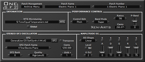One-SF2 - free Microtonal SF2 / subtractive synth plugin