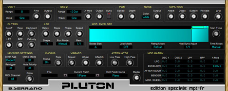 Pluton - free 2 osc analog synth plugin