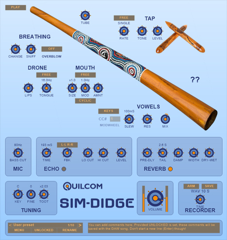 SIM-DIDGE - free Didgeridoo plugin