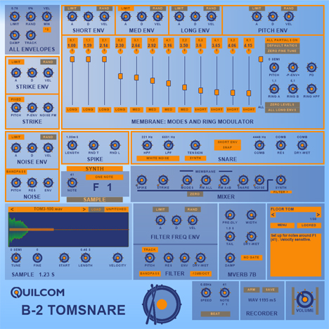 B-2 TOMSNARE - free Pitched drum plugin