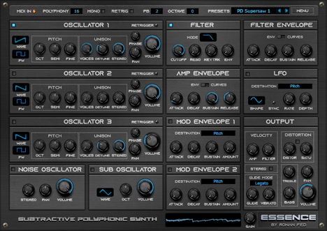 Essence - free 3 osc subtractive synth plugin