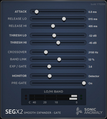SEGX2 - free Dual band expander / gate plugin