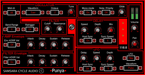 Punya - free Single oscillator synth plugin