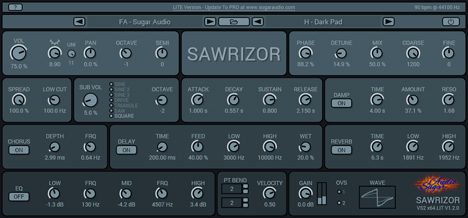Sawrizor Lite - free Wavetable / saw synth plugin