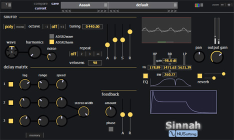 Sinnah - free 5 waveshapes single osc synth plugin