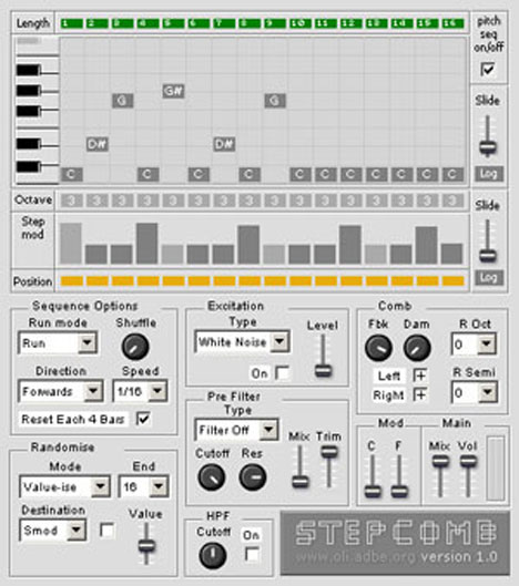 Stepcomb - free Step sequencer comb filter plugin
