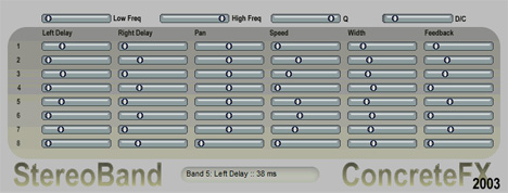 Stereoband - free 8 band stereo spreader plugin