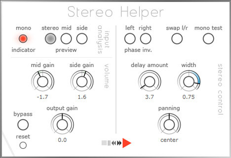 Stereo Helper - free Stereo mix control tool plugin