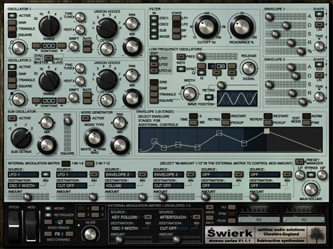 Swierk - free 3 osc subtractive synth plugin