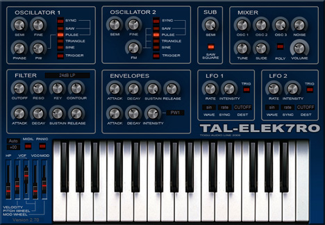 TAL-Elek7ro - free Virtual analog synth plugin