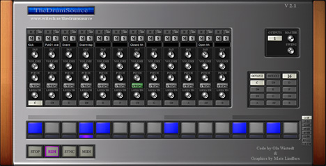 TheDrumSource - free 16 step sequencer drums plugin