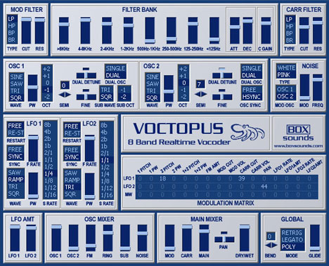 Voctopus - free 8 band vocoder / synth plugin