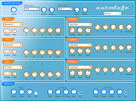Autodafe Synth - free 3 osc analog synth plugin