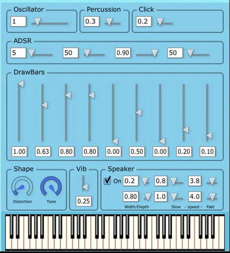 Big Blue Organ - free Drawbar organ plugin