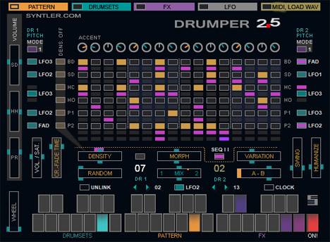 Drumper 2.5 - free Morphing pattern groovebox plugin