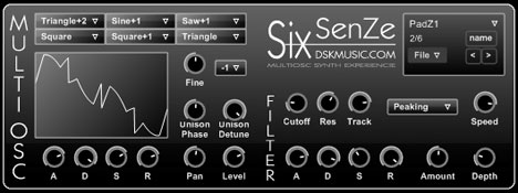 SixSenZe - free Multi osc synth plugin
