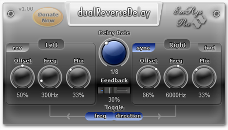 dualReverseDelay - free Reverse delay plugin
