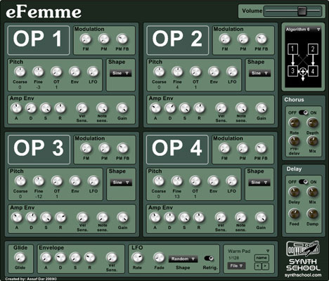 eFemme - free 4 operator FM / PM synth plugin