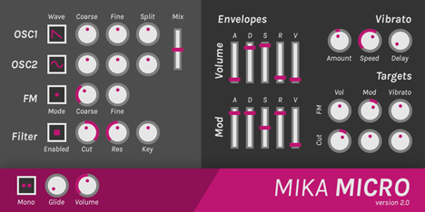 Mika Micro - free Subtractive / FM synth plugin