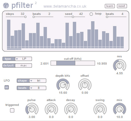pfilter - free Probability step-sequenced filter plugin