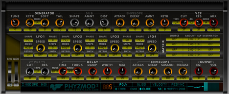Phyzmod - free Karplus-Strong / substractive synth plugin