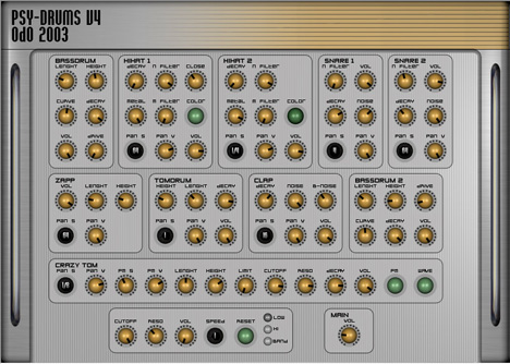 Psy Drums - free 10 voice drum synth plugin