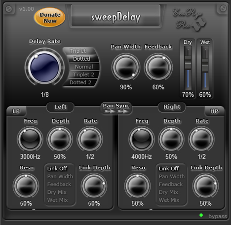 sweepDelay - free Modulated delay plugin