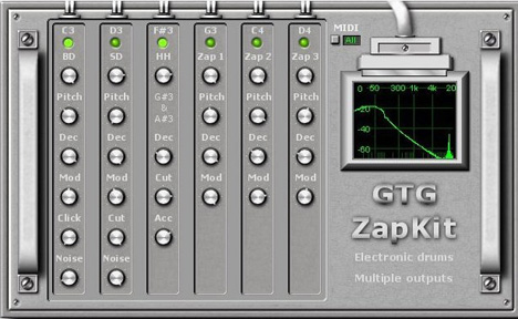 Zapkit - free 6 voice drum synth plugin